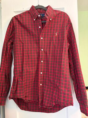 Ralph Lauren Red and Green Plaid Button-Down Shirt